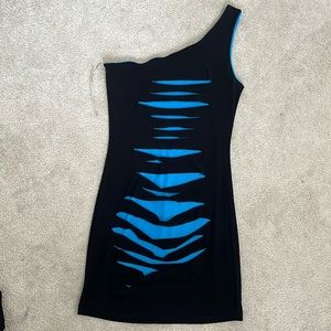 Blue and black unique party dress